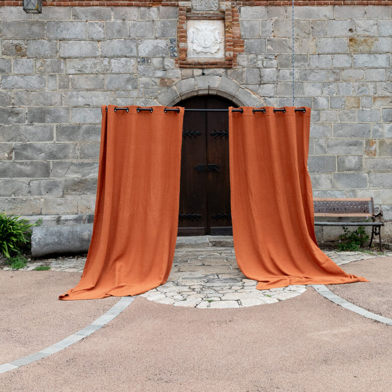 Washed linen curtain Brick Red - Embrin