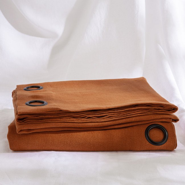 Rideau en lin lavé Rouge Brique