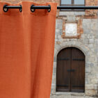 Washed linen curtain Brick Red