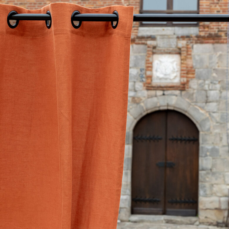 Washed linen curtain Brick Red - Embrin
