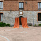 Washed linen curtain Brick Red