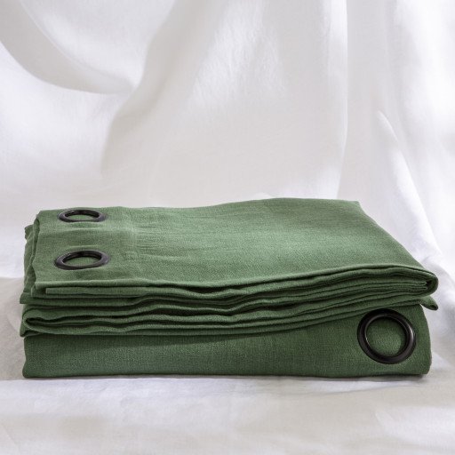 Rideau en lin lavé Vert Pin