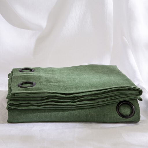 Rideau en lin lavé Vert Pin