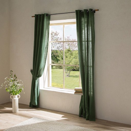 Rideau en lin lavé Vert Pin
