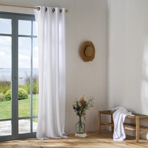Rideau en lin lavé Blanc Optique