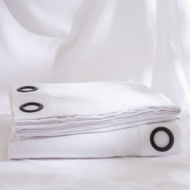 Rideau en lin lavé Blanc Optique - Embrin