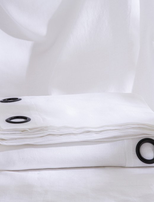 Voilage en lin lavé Blanc optique