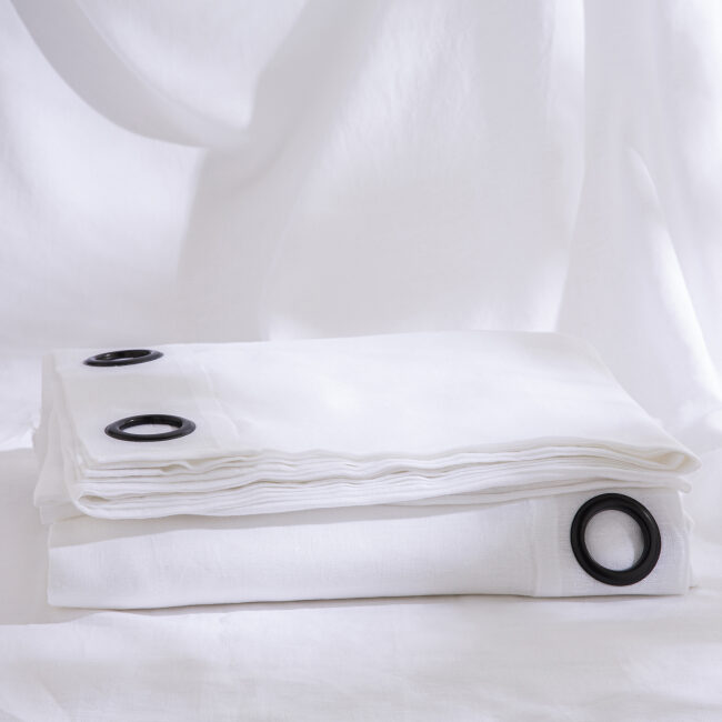 Voilage en lin lavé Blanc optique