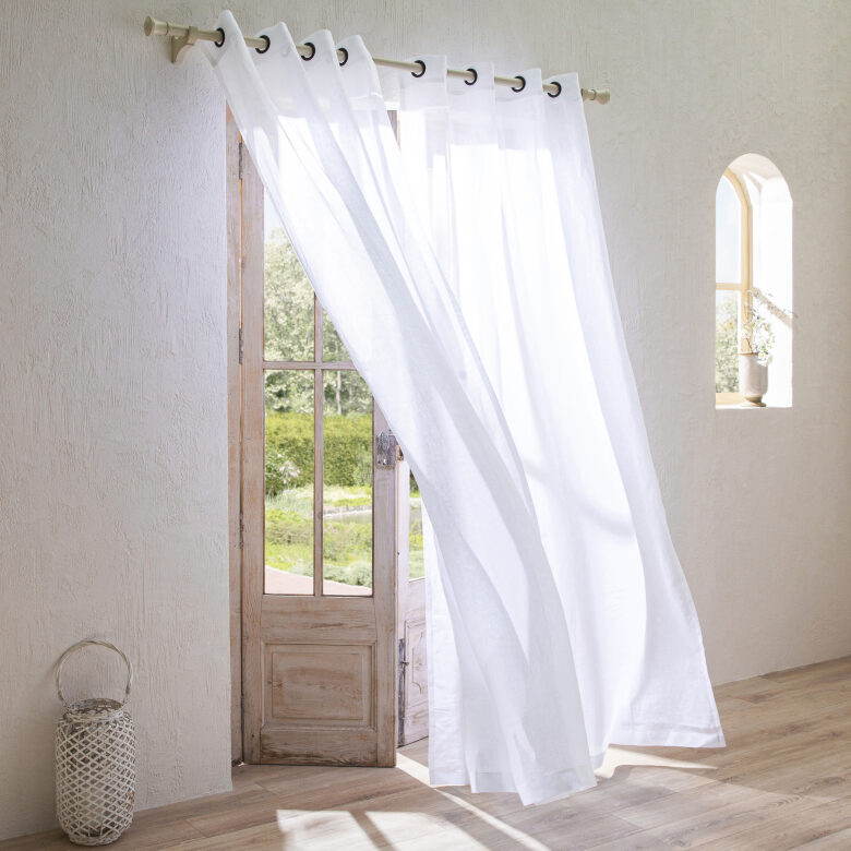 Voilage en lin lavé Blanc optique - Embrin