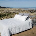 Drap Plat en Lin Lavé Craie