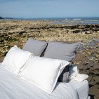 Drap Plat en Lin Lavé Craie