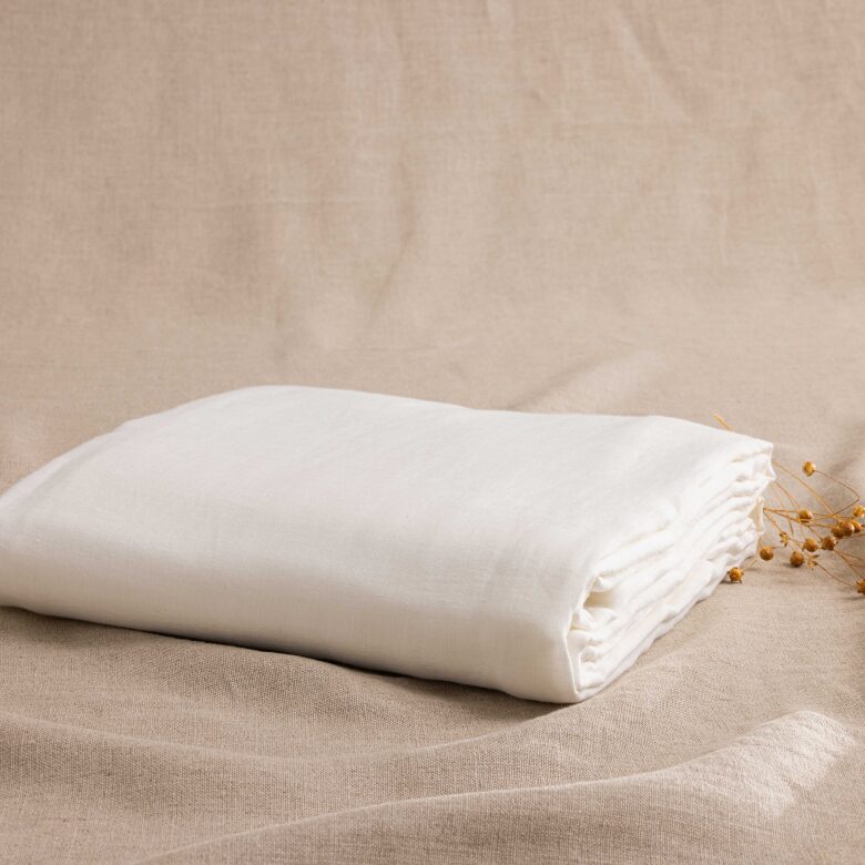 Drap Plat en Lin Lavé Craie - Embrin