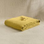 Drap Plat en Lin Lavé Ambre
