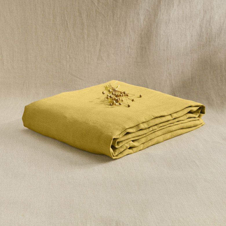 Drap Plat en Lin Lavé Ambre - Embrin
