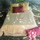 Drap Plat en Lin Lavé Pêche