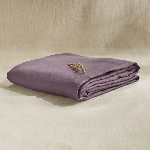 Drap Plat en Lin Lavé Prune