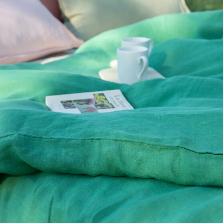 Drap Plat en Lin Lavé Vert Sauge - Embrin