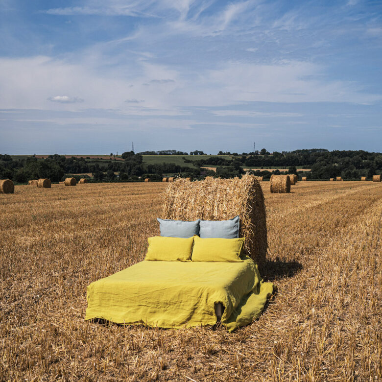 Drap Housse en Lin Lavé Jaune Ambre - Embrin