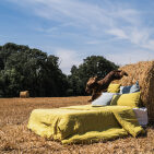 Drap Housse en Lin Lavé Jaune Ambre