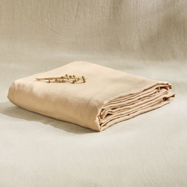 Drap Housse en Lin Lavé Pêche