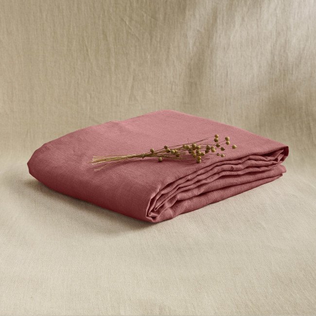 Drap Housse en Lin Lavé Bois de Rose