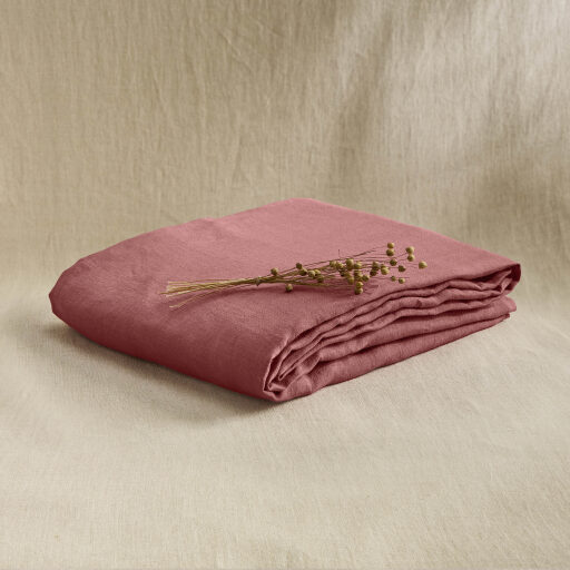 Drap Housse en Lin Lavé Bois de Rose