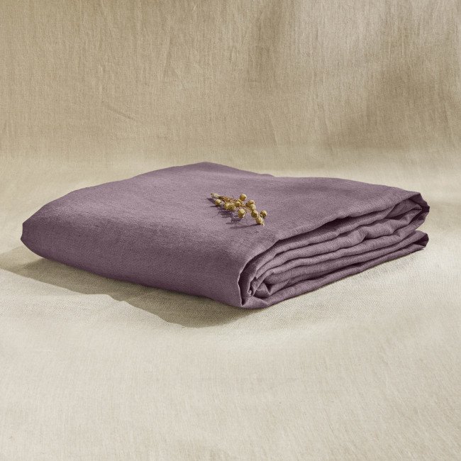 Drap Housse en Lin Lavé Prune