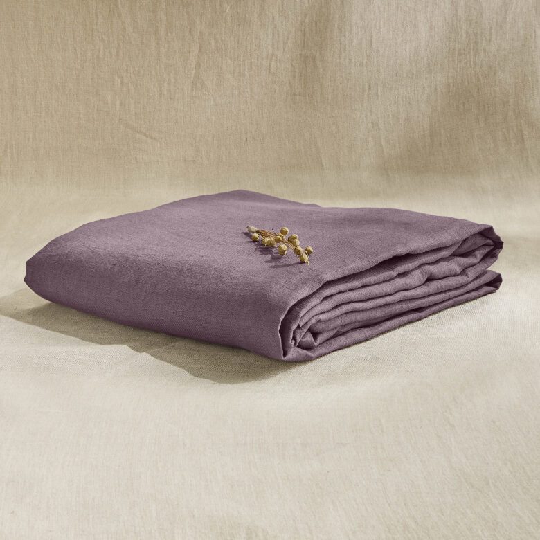 Drap Housse en Lin Lavé Prune - Embrin