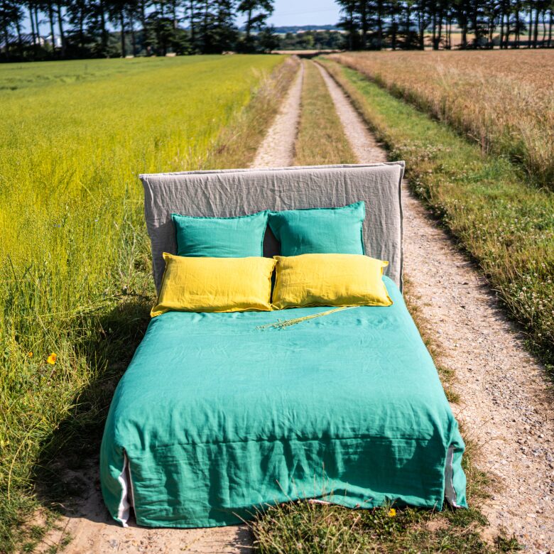 Drap Housse en Lin Lavé Vert Sauge - Embrin