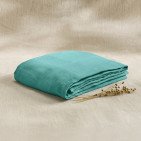 Drap Housse en Lin Lavé Bleu Lagon