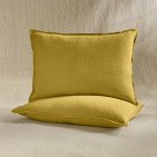 Taie d’Oreiller en Lin Lavé Jaune Ambre