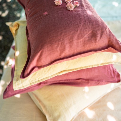 Taie d’Oreiller en Lin Lavé Bois de Rose