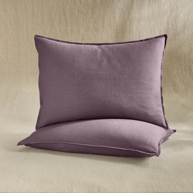 Taie d’Oreiller en Lin Lavé Prune