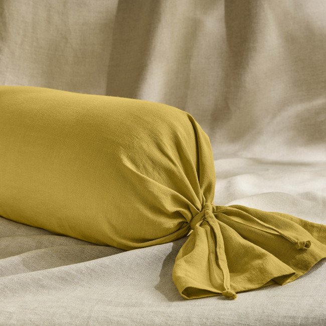 Taie de Traversin en Lin Lavé Ambre