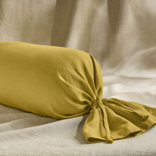 Taie de Traversin en Lin Lavé Ambre