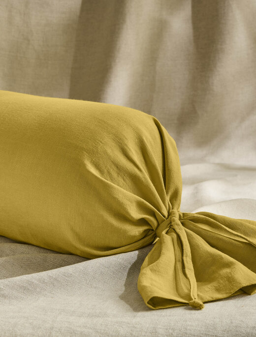 Washed Linen Bolster Pillowcase Amber