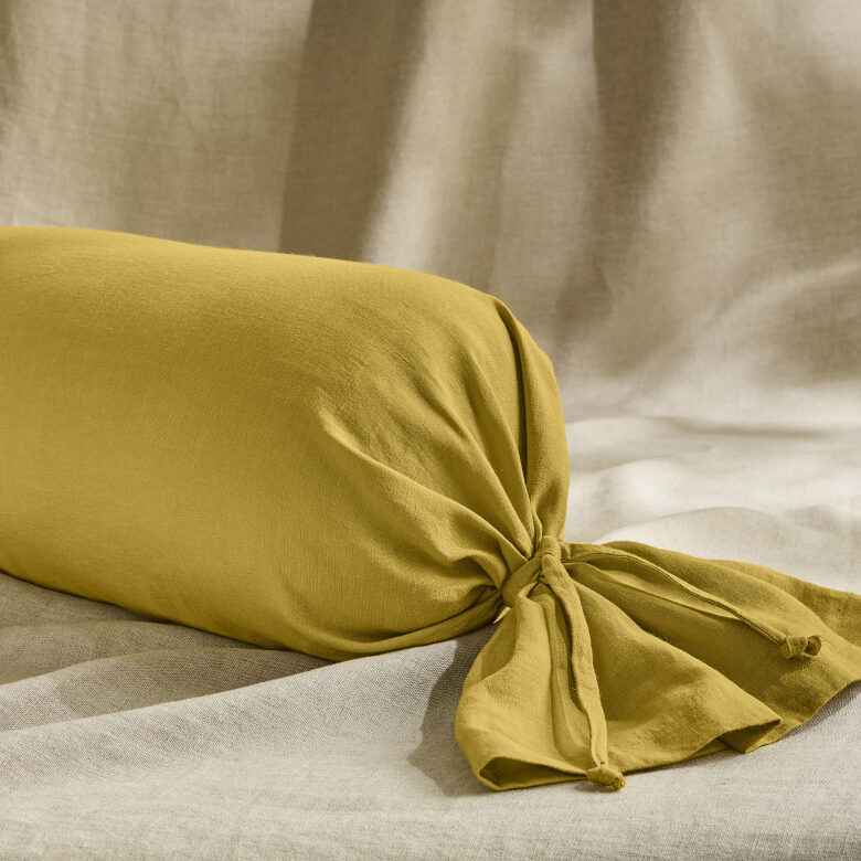 Taie de Traversin en Lin Lavé Ambre - Embrin