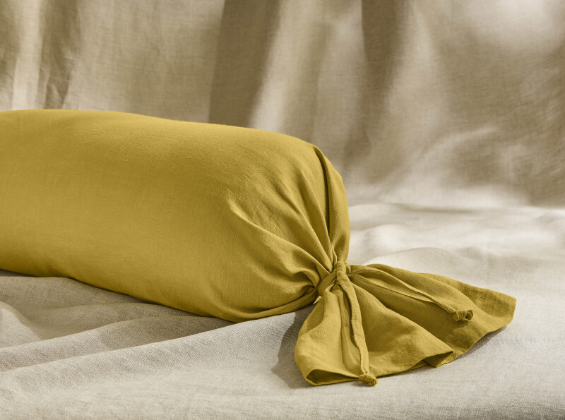 Taie de Traversin en Lin Lavé Ambre