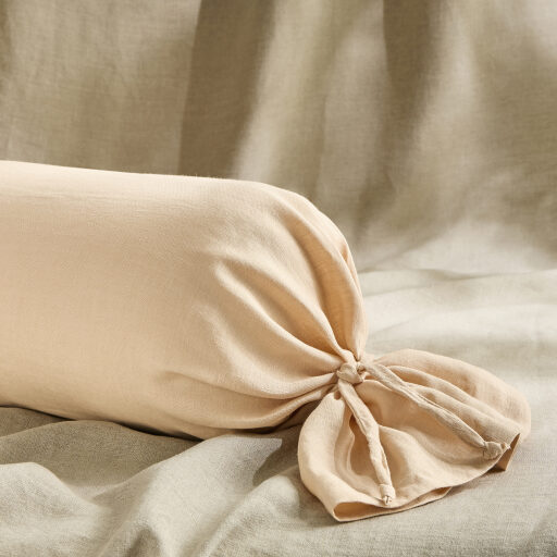 Taie de Traversin en Lin Lavé Pêche