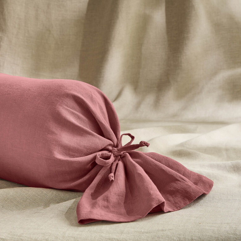 Taie de Traversin en Lin Lavé Bois de Rose - Embrin