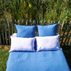Housse de Couette en Lin Lavé Fleur Bleue