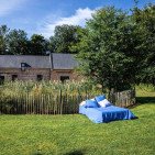 Housse de Couette en Lin Lavé Fleur Bleue