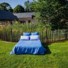 Housse de Couette en Lin Lavé Fleur Bleue