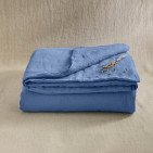 Housse de Couette en Lin Lavé Fleur Bleue