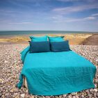 Housse de Couette en Lin Lavé Bleu Lagon