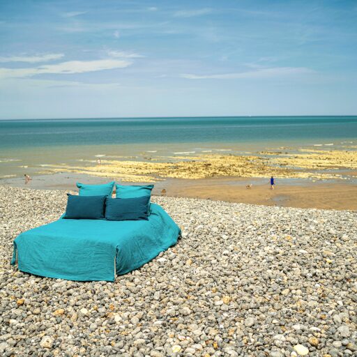 Housse de Couette en Lin Lavé Bleu Lagon