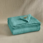 Housse de Couette en Lin Lavé Bleu Lagon