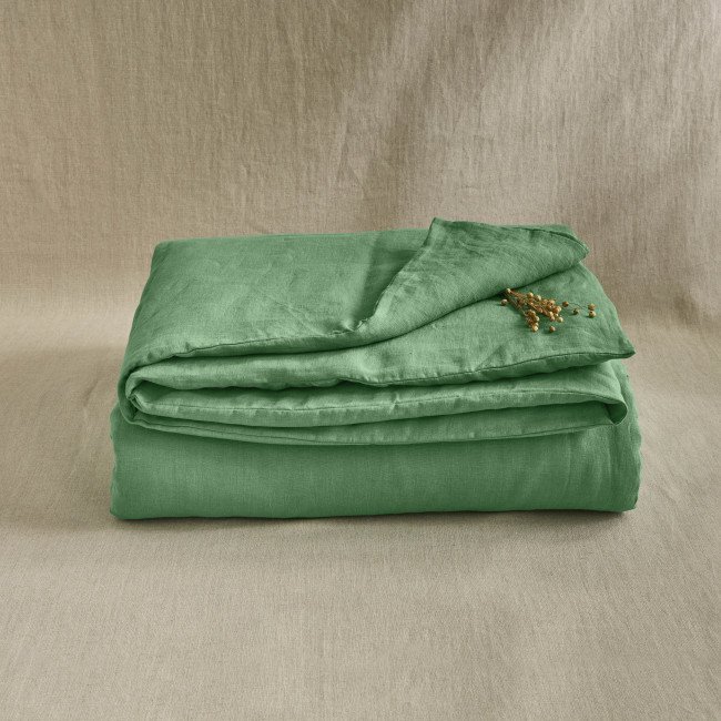 Housse de Couette en Lin Lavé Vert Sauge