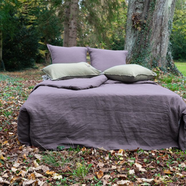 Housse de Couette en Lin Lavé Prune
