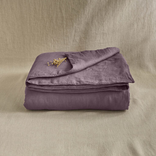 Housse de Couette en Lin Lavé Prune